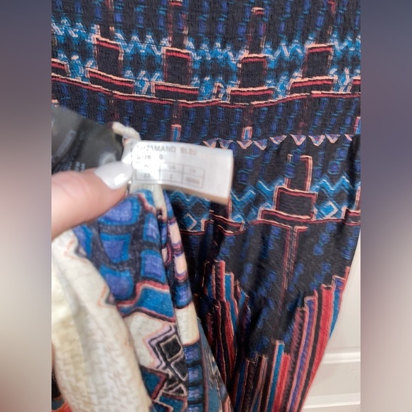 ba&sh Blue and White Smocked Mandie Midi Dress XS - Picture 16 of 16